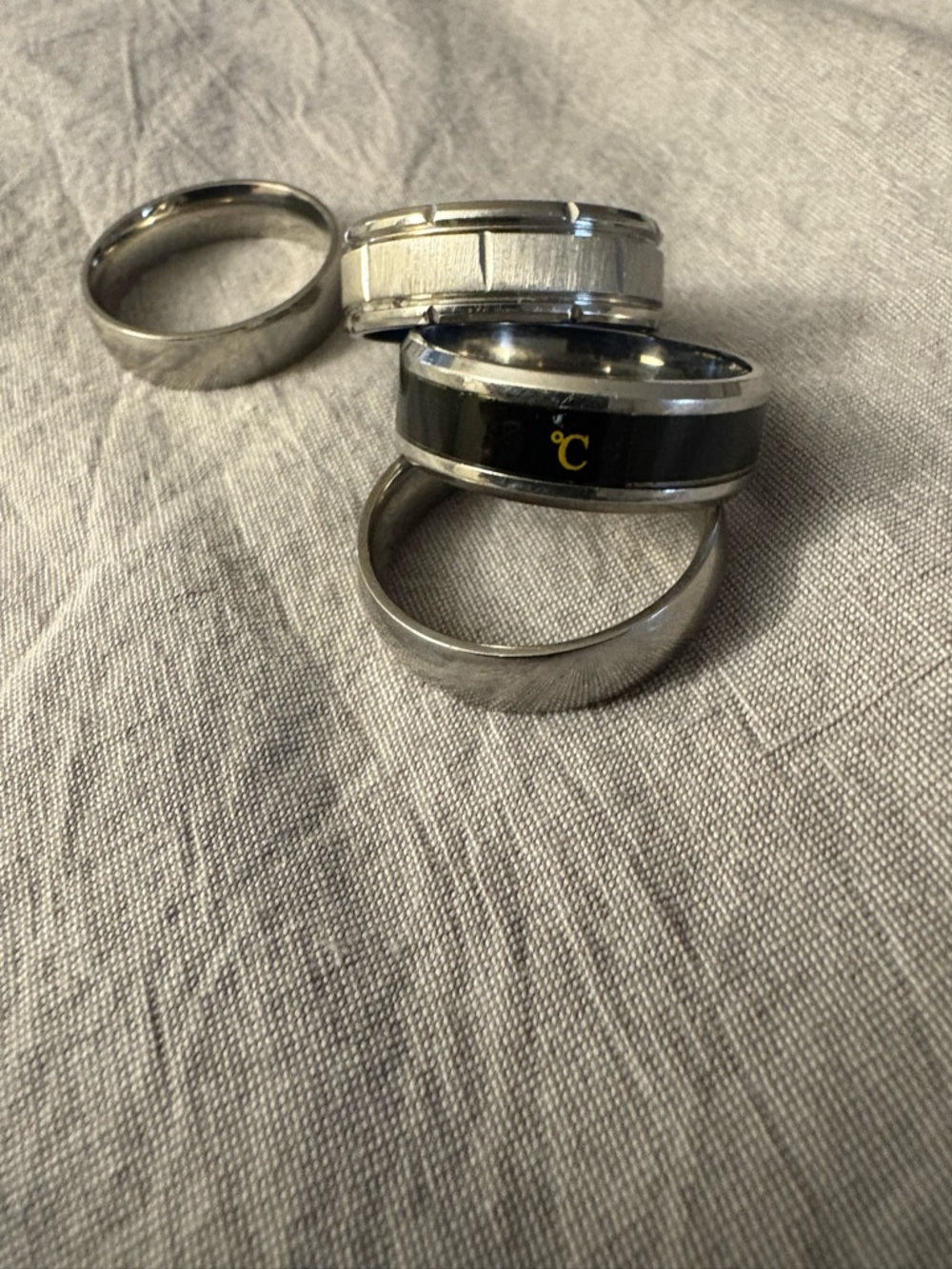 Set of 4 Silver-Tone Men’s 11.5 Wedding Bands Rings
